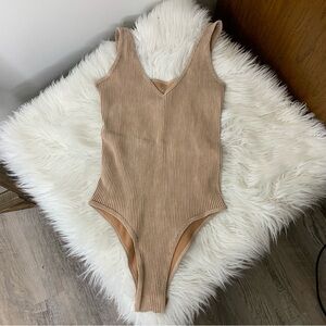 Aura Ribbed Tan Bodysuit